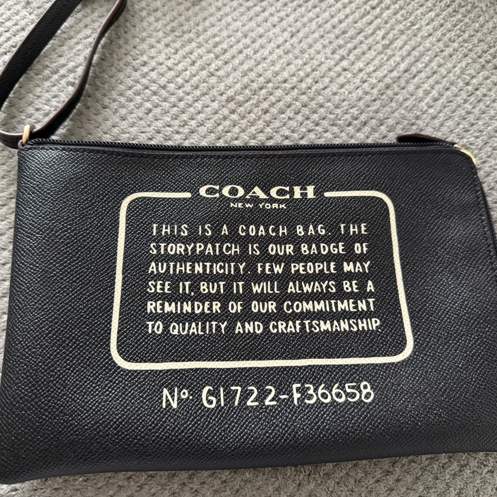 Coach Black and Cream Wristlet Clutch